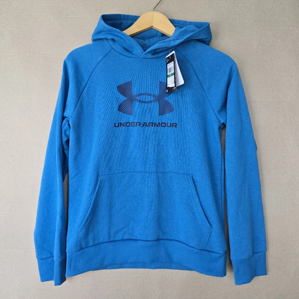 Under Armour Big Boys Logo Long Sleeve Rival Fleece Hoodie YXL - Picture 2 of 9